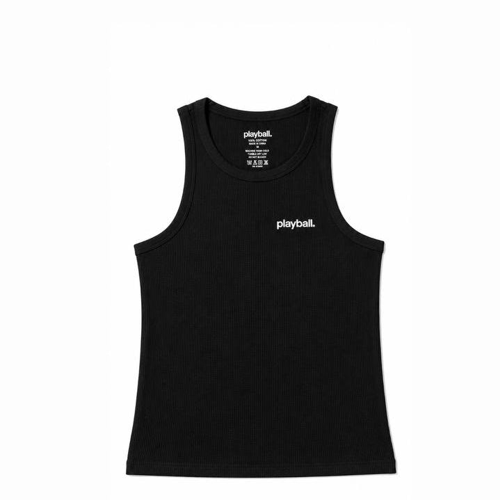 WAFFLE KNIT TANK (BLACK)